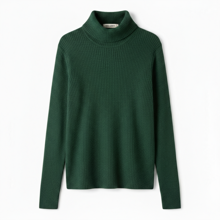 Women’s Ribbed Turtleneck Sweater – Forest Green