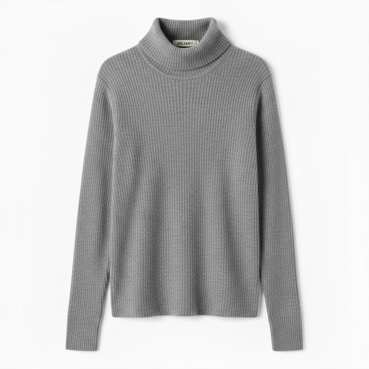 Women’s Ribbed Turtleneck Sweater – Ash Gray